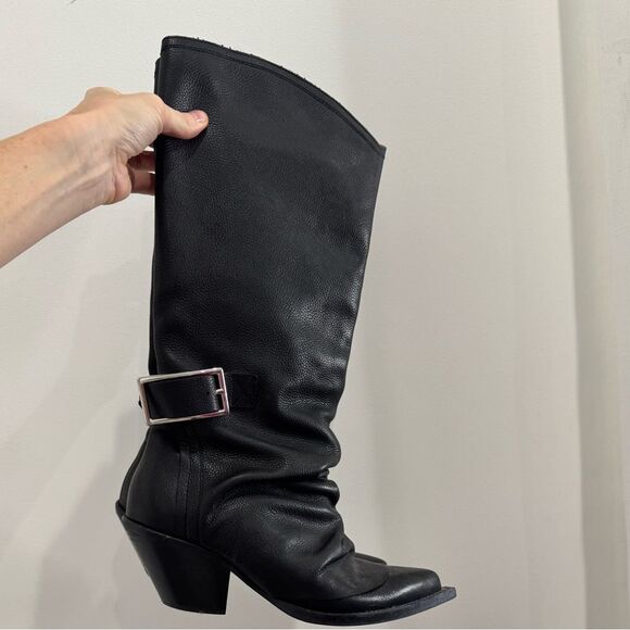 ZARA Black Leather Western boots - Picture 3 of 8